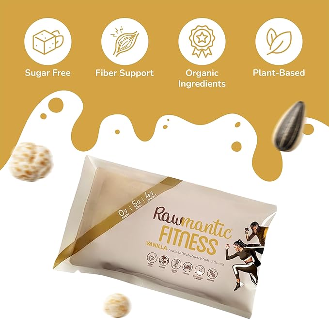 Rawmantic Fitness Vanilla Energy Bar (12 Mini Bars x 60g) – Organic Coconut Milk &amp Vanilla Protein Puffed Quinoa Sorghum Millet &amp Buckwheat - No Artificial Flavors Plant-Based Non-GMO &am