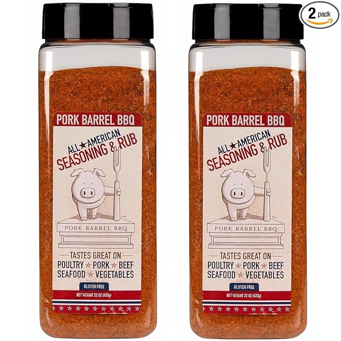 Pork Barrel BBQ All-Purpose BBQ Seasoning &amp Rub | Sugar-Free Gluten-Free MSG-Free | All American BBQ Seasoning for Chicken Beef &amp Pork – 22oz Chef Shaker Jar Pack of 2