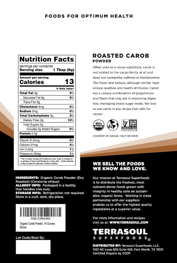 Terrasoul Superfoods Organic Carob Powder 4 Lbs (4 Pack) - Cocoa Powder Alternative | High in Fiber