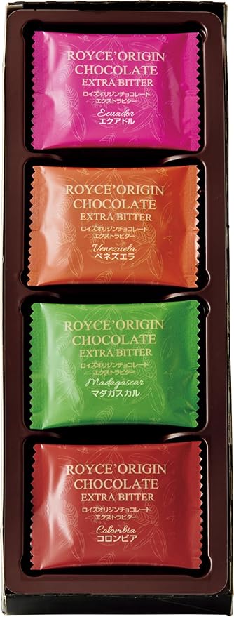 ROYCE' Origin Chocolate Extra Bitter - Assortment of Dark Chocolate Squares | Ideal for Baking and Desserts| No Artificial Preservatives | Japanese Chocolate from Hokkaido (20 Pieces of Chocolate Sq
