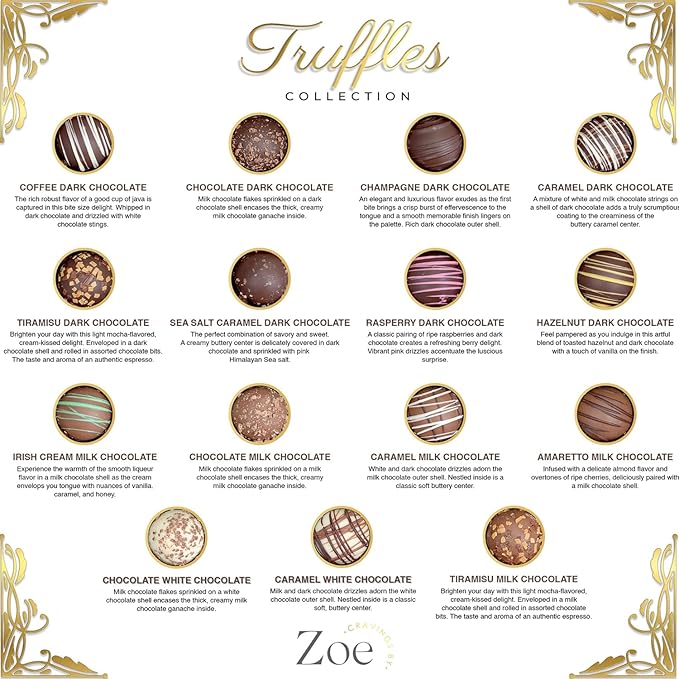 CRAVINGS BY ZOE Birthday and Anniversary Chocolate Truffles Gift Box | 16 Count | Chocolate Candy Gifts | Gourmet Assorted Chocolate Food Gift Basket | Birthday Gifts for Women Men Mom Dad Adults Coup