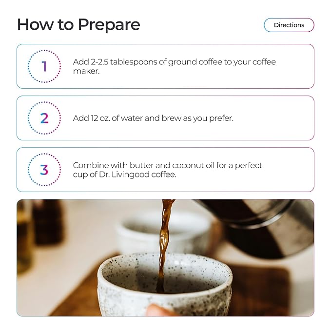Livingood Daily Coffee with Moringa Ground Decaf Coffee with Plant Based Ingredients for Daily Wellness Made with Moringa Powder Organic Non GMO Vegan Gluten Free 20 Servings 12 oz Bag