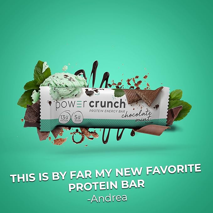 Power Crunch Protein Wafer Bars High Protein Snacks with Delicious Taste Chocolate Mint 1.4 Ounce (12 Count) (Pack of 2)