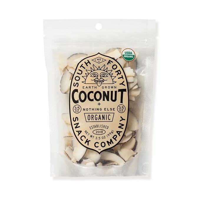 South 40 Snacks Organic Coconut Chips Just 1 Ingredient (3.5oz bag pack of 4)