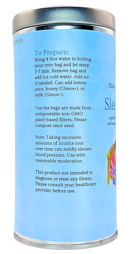 Sleepyhead Tea by Little Love Teas - Organic Caffeine-Free Herbal Tea for Kids &amp Families - Bedtime Wind-Down Ritual - Licorice root &amp Hibiscus - 15 Pyramid Teabags - Child-Friendly