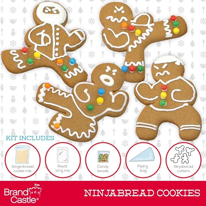 Crafty Cookie Kits - Cookie Mix With Cookie Cutters - In The Mix Ugly Sweater Cookie Kit 11.5 Ounce And Gingerbread Cookie Kit Ninja 9.5 Ounce (1 Ugly Sweater and 1 Ninjabread)
