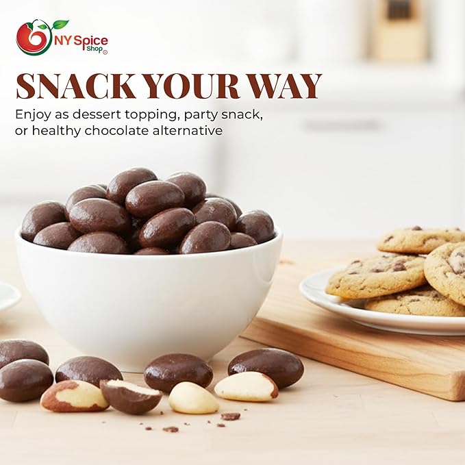 NY Spice Shop Dark Chocolate Brazil Nuts - 1 Pound Gourmet Chocolate Covered Nuts for Baking Desserts Snacks Gifts Parties Romantic Treats and Holiday Celebrations