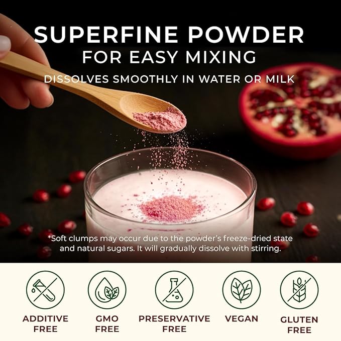 Gya Tea Co Organic Pomegranate Powder 1.1lb (17.64 Oz) - Antioxidant Rich Superfood for Drinks Baking - Immunity &amp Energy Boost - Fresh Natural Whole Fruit - Non-GMO Gluten-Free Sugar-Free
