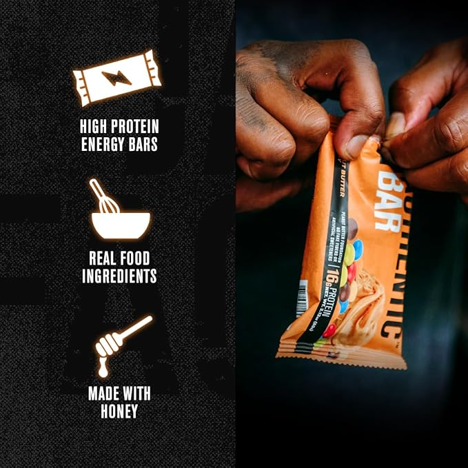 Authentic Bar Peanut Butter Candy (12-Pack) &amp Kitchen Sink (12-Pack) Protein Bars - Tasty Meal Replacement Energy Bars w/Whey Protein Isolate Natural Sugars (24 Bars)