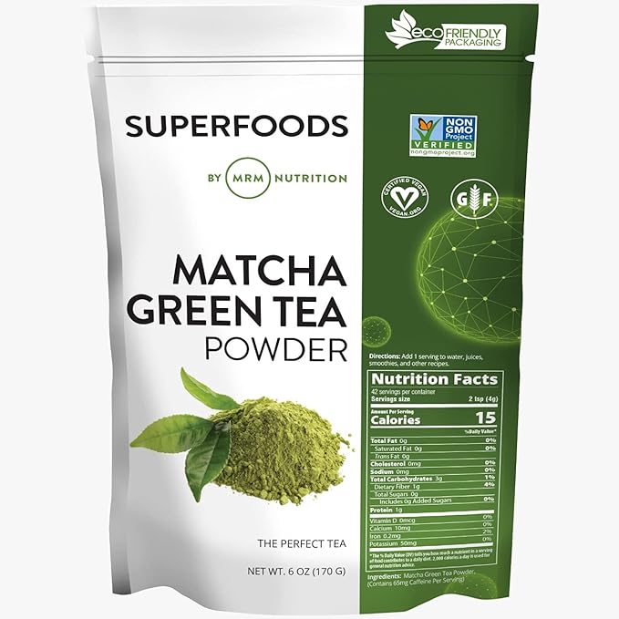 MRM Nutrition Superfoods Matcha Green Tea Powder - Grown In Japan Superfood Powder for Matcha Lattes Smoothies &amp Baking -Vegan Gluten-Free and Non-GMO verified - 42 Servings