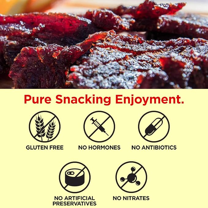 Black Pepper Grass Fed Beef Jerky - 100 Calorie Snacks Gourmet Healthy Low Carb High Protein - Keto Friendly &amp Gluten Free (3 Packs)
