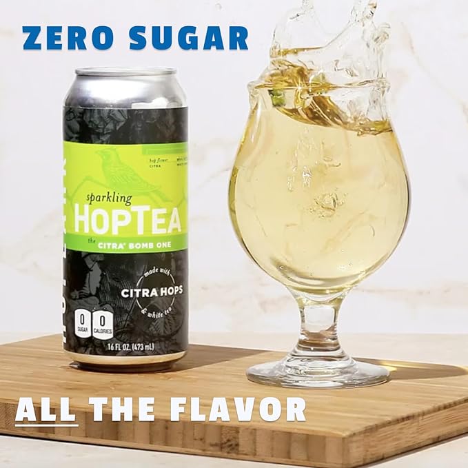 HOPLARK Sparkling HopTea – THE CITRA BOMB ONE – Tall 16fl oz cans (Pack of 12) – White Tea with Citra Hops – Light Citrus and Herbal Sparkling Tea – L-Theanine – Antioxidants – Polyphenols – Caffeinat