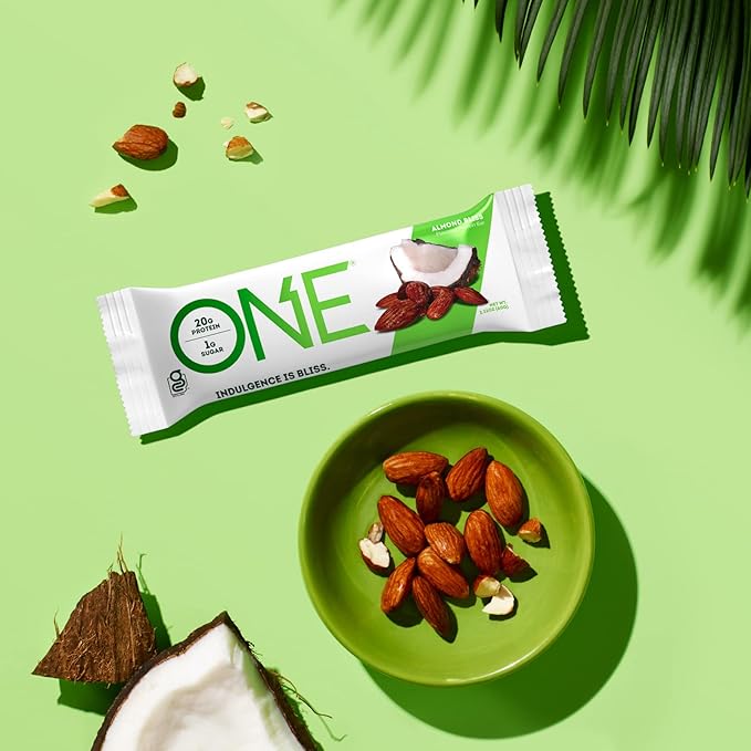 ONE Protein Bars Almond Bliss &amp Vanilla Latte Gluten Free with 20g Protein 12 Count
