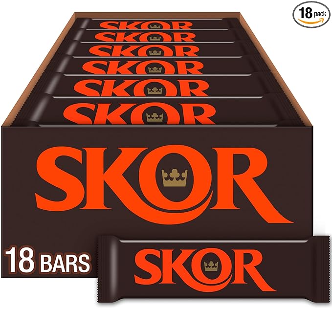 SKOR Crisp Butter Toffee and Chocolate Candy Bars 1.4 oz (18 Count)