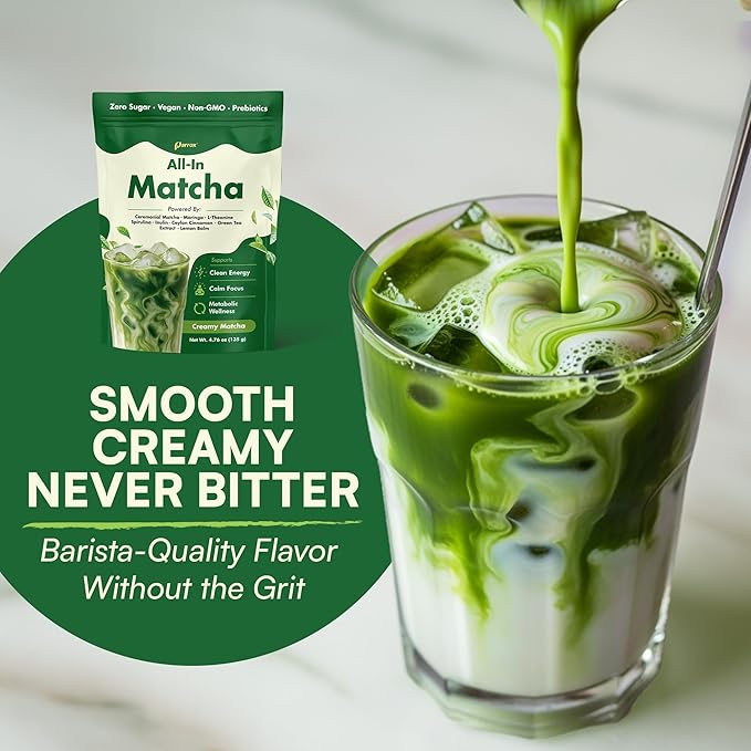 Ceremonial Grade Matcha Powder Infused with Moringa Green Tea Extract L-Theanine Inulin Spirulina Ceylon Cinnamon and Lemon Balm – 100% First Harvest Japanese Tea (2 Pack)
