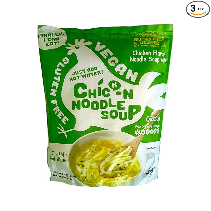 Chick-N Noodle Soup-QuickCup 3-Pack/12 Servings (Gluten Free Vegan Halal)