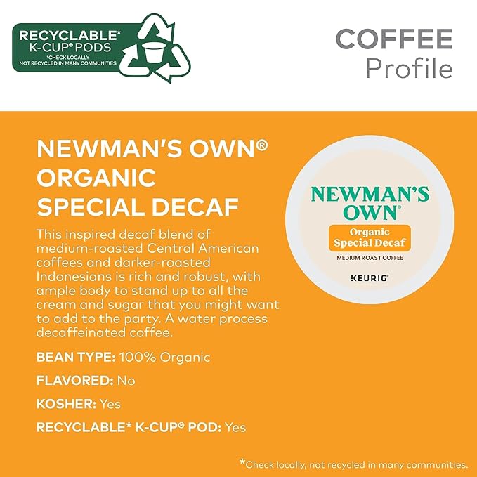 Newman's Own Organics -- SPECIAL DECAF COFFEE -- 96 K-Cups for Keurig