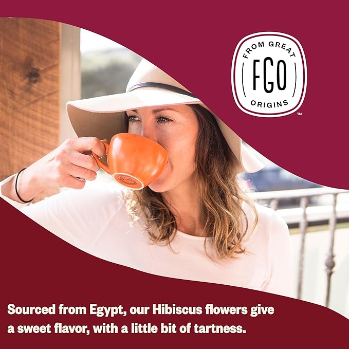 FGO Organic Hibiscus Flowers Cut and Sifted 16oz Bulk Resealable Bag Packaging May Vary (Pack of 1)