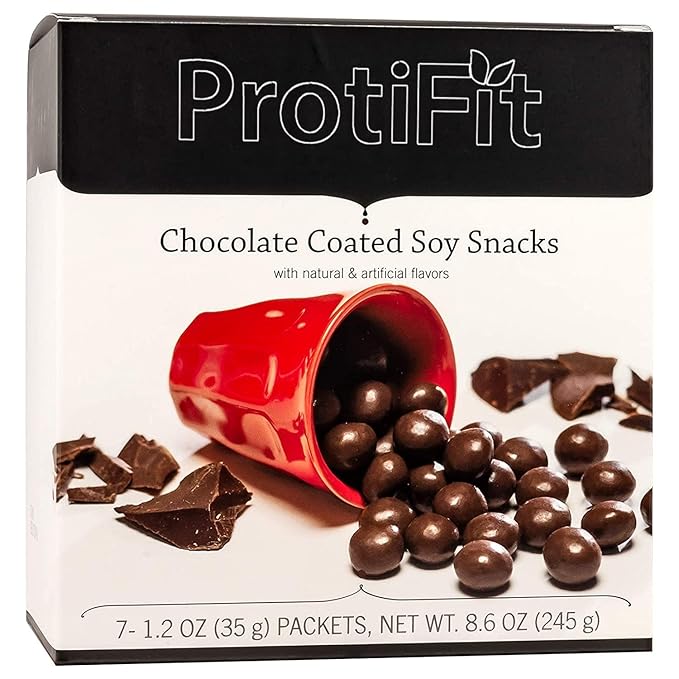 PROTIFIT - High Protein Soy Snack Puffs 15g Protein Low Calorie Low Fat Low Sugar Low Carb Ideal Protein Compatible 7 Servings Per Box (Chocolate)