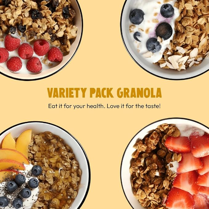 Kellys Four Plus Granola Cereal | Variety Granola for Yogurt | Hand Made Snacks for Breakfast - 12 oz (Pack of 4)
