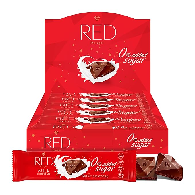 RED Delight®™ Milk Chocolate 12 Count Box of Grab N Go Travel Size Bars (0.92 Ounces Each) (1 Box - Total of 12 Bars)