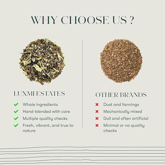 Luxmi Estates Organic Tulsi Tea 50 Tea Bags Caffeine Free Non-GM and Organic for Immunity Inflammation and Stress Relief