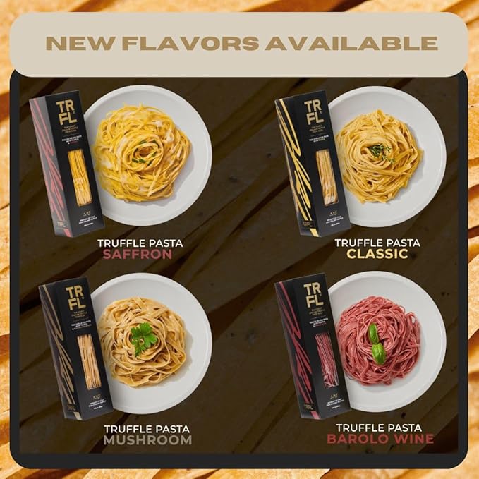 TRFL Truffle &amp Saffron Tagliolini – Artisanal Italian Egg Pasta Noodles 3% Truffle Grains and Saffron Handcrafted in Alba Italy – Gourmet Gift 4 Servings 8.8 oz (250g)