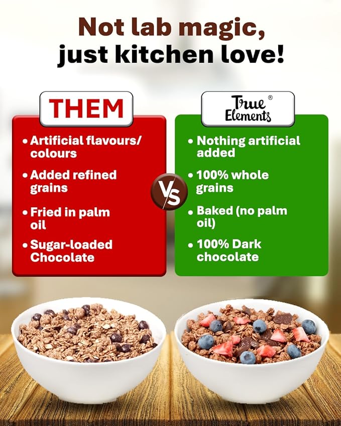 True Elements Chocolate Granola 31.74 Oz - With Dark Chocolate Almonds &amp Cranberries | Granola for Breakfast | Healthy Food | 100% Whole Grain Cereal
