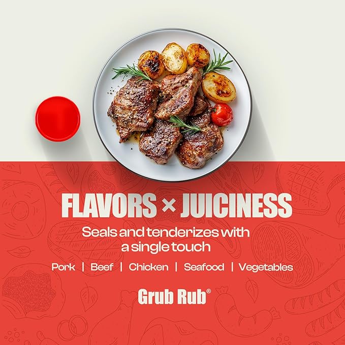 GRUB RUB BBQ Seasonings and Rubs Bold Flavor for any cut Steak Seasoning BBQ Blend Tenderizes Naturally Seasonings and Spices for Cooking enhances Texture and Taste - 2 Pack | 13 oz each