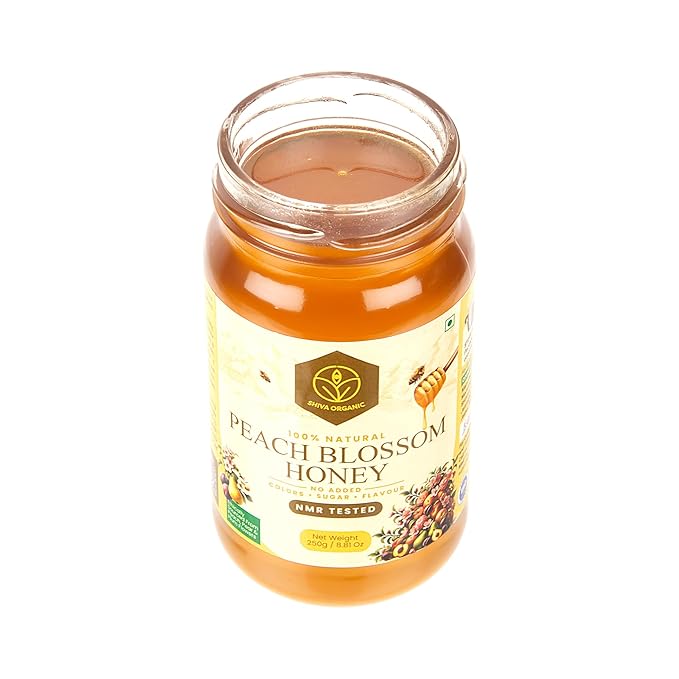 Shiva Organic's Peach Blossom Honey - Pure Raw Unfiltered (8.81 Ounces (250g) Peach Blossom Honey)