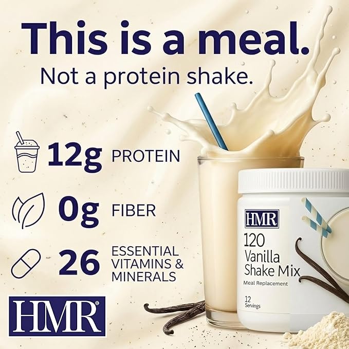 HMR 120 Chocolate Shake &amp 120 Vanilla Shake Meal Replacement Powder Twin Pack 12g Protein 120 Cal 2 Canisters of 12 Servings Each (Van/Choc)