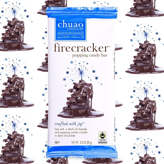 Chuao Chocolatier Firecracker Dark Chocolate Bars | Gourmet Chocolate Sea Salt Chipotle Artisan European No Preservatives | For Gift Baskets Christmas Valentines Day Gifts for Women Men Birthday