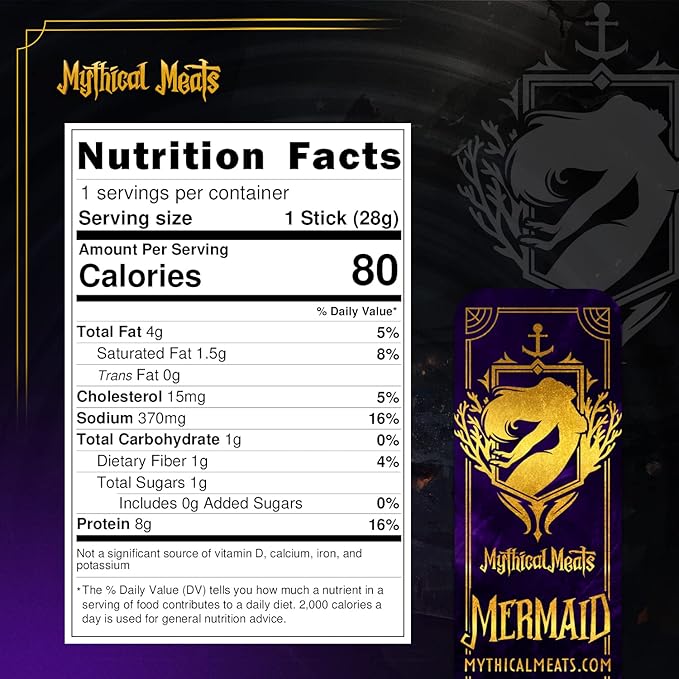 Mythical Meats Humanoid Flavor Mermaid 12-Pack Snack Sticks – Hawaiian Teriyaki Pork – Dried &amp Dehydrated Meats Seasoned to Perfection – High Protein Snacks