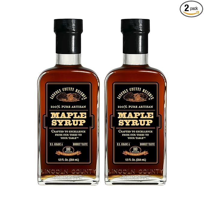 Lincoln County Reserve 100% Pure Maple Syrup with Robust Taste 100% Pure Artisan Maple Syrup Made in the USA12 oz Glass Bottle 2 Pack
