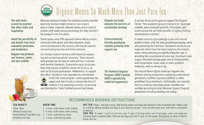 Davidson's Organics Guayusa Energy 100-count Unwrapped Tea Bags