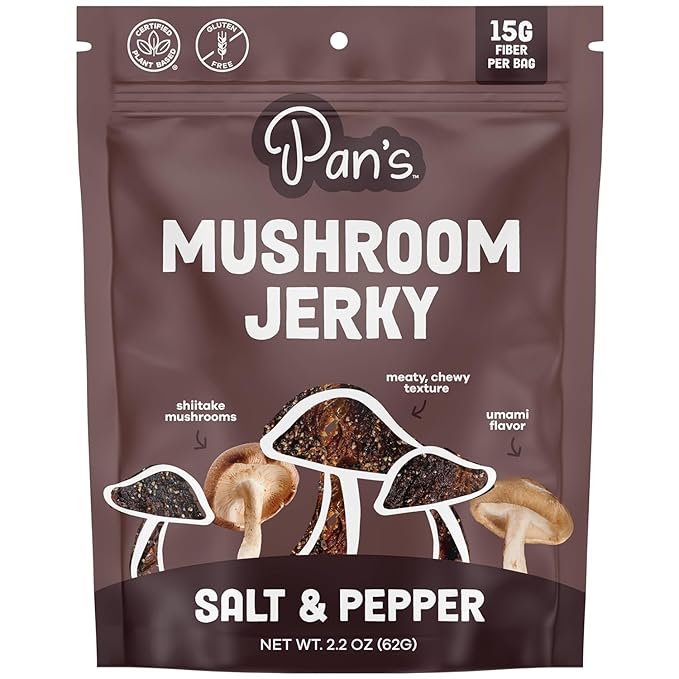 Vegan Jerky Sampler Box: Vegan Plant-Based Jerkies Made from Mushroom (PAN'S) Pack of 5