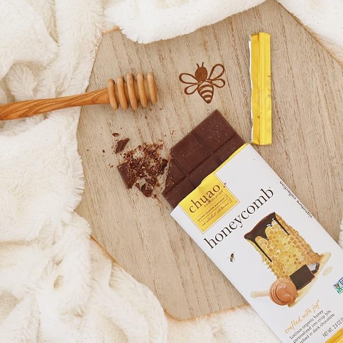 Chuao Chocolatier Honeycomb Gourmet Dark Chocolate Bars | No Preservatives | For Gift Baskets Christmas Birthday| 12 Ct