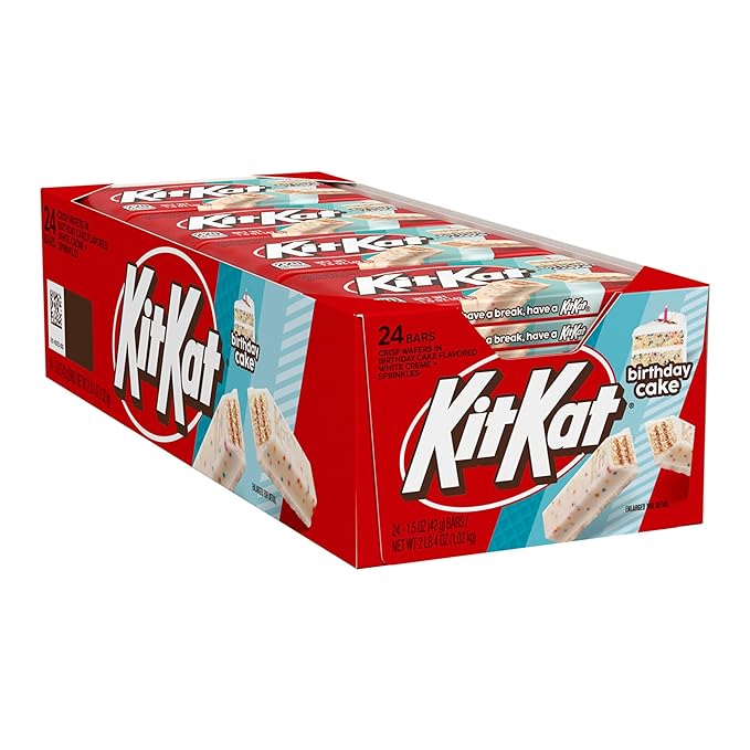 KIT KAT Birthday Cake Flavored Creme with Sprinkles Bulk Individually Wrapped Wafer Candy Bars 1.5 oz (24 Count)