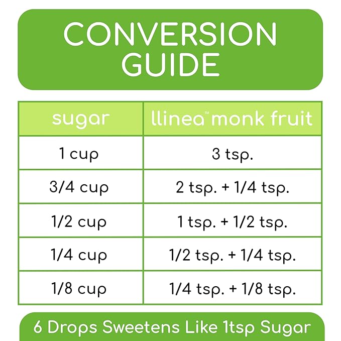 llinea Monk Fruit - 100% Monk Fruit Sweetens Coffee Tea Smoothie &amp More Zero-Calorie Zero-Carbs Gluten-Free Non-GMO No Erythritol Approx. 400 Servings - 2 Fl Ounces per Bottle 2 Pack