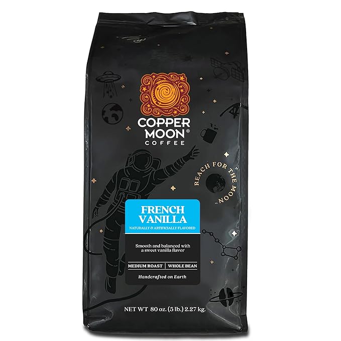 Copper Moon Medium Roast Whole Bean Coffee French Vanilla 5 Lb