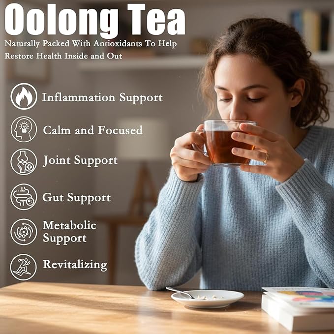 PipiTea Organic Oolong Tea Bags - Whole Leaf (20 bags) 4g Selected Tea Leaves - Helps lower cortisol levels relieve stress promote digestion and metabolism vegan non-GMO (B)