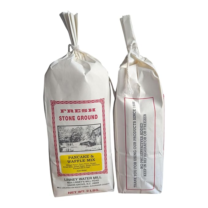 Stone Ground Southern Staples | Cornmeal Grits &amp Pancake Mixes | Made by Linney’s Water Mill North Carolina | Includes Southern Recipe Card (Pancake &amp Waffle Mix)