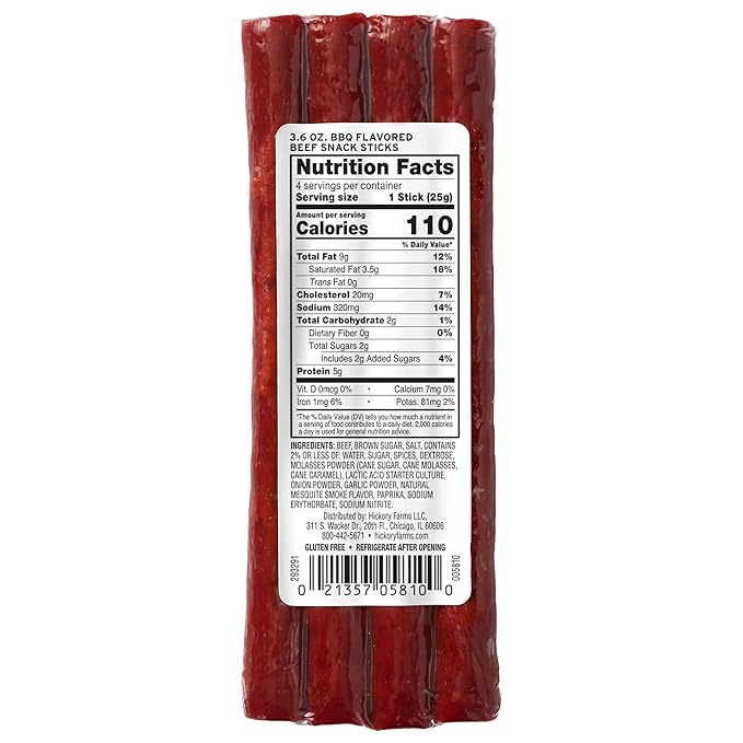 Hickory Farms Barbecue Beef Sausage Snack Sticks 3-Pack | High-protein snack gluten free meat sticks for snacking made with premium beef