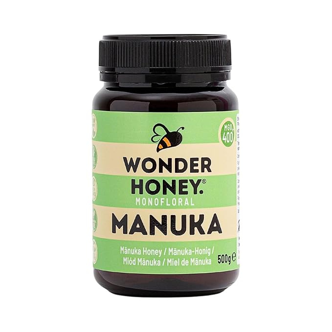 Wonder Honey Raw Manuka Honey New Zealand MGO400 (13+) Tested for 26 Markers Traceable Natural Soothing for Sore Throat Cough - Aids Digestion - Triple Sealed for safety in a Protective Box (1.1lb)