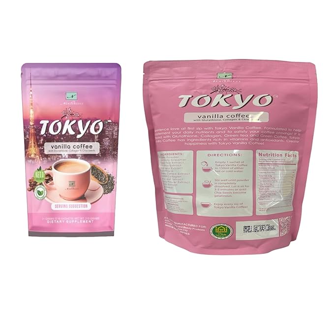 Generic 10 Sachets Namiro-seus Tokyo Vanilla Coffee with Glutathione Collagen and Chia Seeds