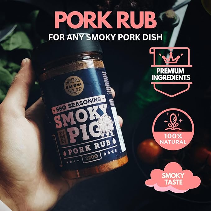 SALDVA Gift Selection of Premium BBQ Seasonings - Holy Cow Angel’s Wings Smoky Pig Sweet Texas Steak King &amp Adam's Ribs BBQ Rubs | Pack of 6 | 100% Natural | Spice Gift For Foodie