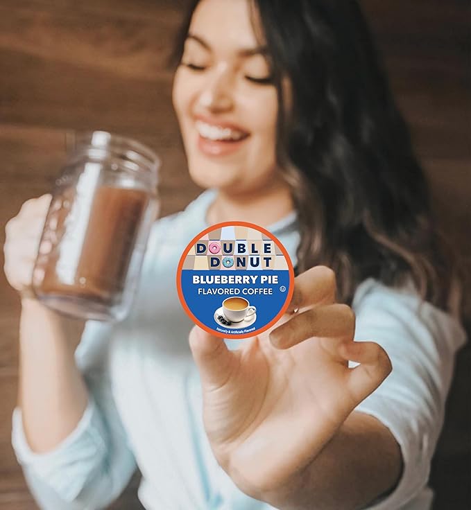 Double Donut Coffee Blueberry Flavored Coffee Pods Medium Roast CoffeeCompatible with Keurig K Cups Brewers 72 Cups