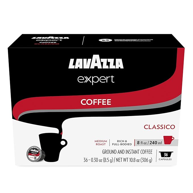 Lavazza Expert Classico Coffee Capsules Medium Roast Arabica and Robusta Blend Compatible with Lavazza Classy Plus Machine (72 Capsules)