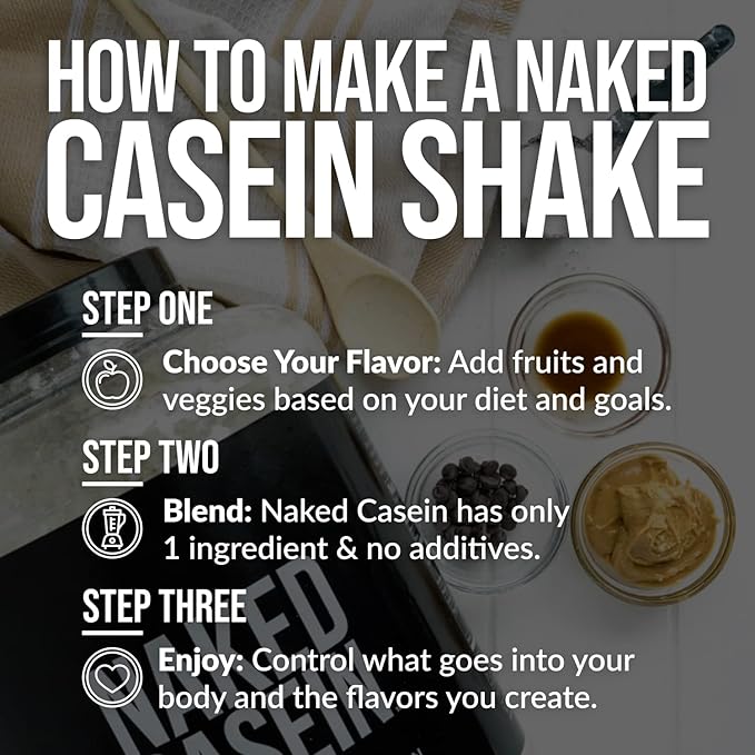 NAKED Casein - 1Lb Micellar Casein Protein - Bulk Zero Carb NSF Certified GMO-Free Gluten Free Soy Free Preservative Free - Stimulate Muscle Growth - Enhance Recovery - 15 Servings