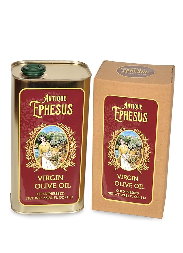 Cold Pressed Virgin Olive Oil 1 L - 33.81 Fluid Ounce Antique Ephesus Mediterranean Region of Ayvalik Turkey